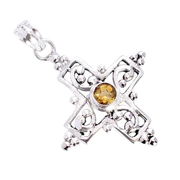 Ravishing Impressions - Ciondolo in argento Sterling 925 massiccio con pietra citrina, ideale come regalo per lei FSJ-5342
